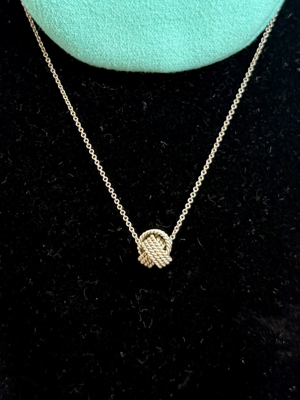 TIFFANY & CO Sterling Silver Somerset Mesh Braid Twist Knot Pendant Necklace COA